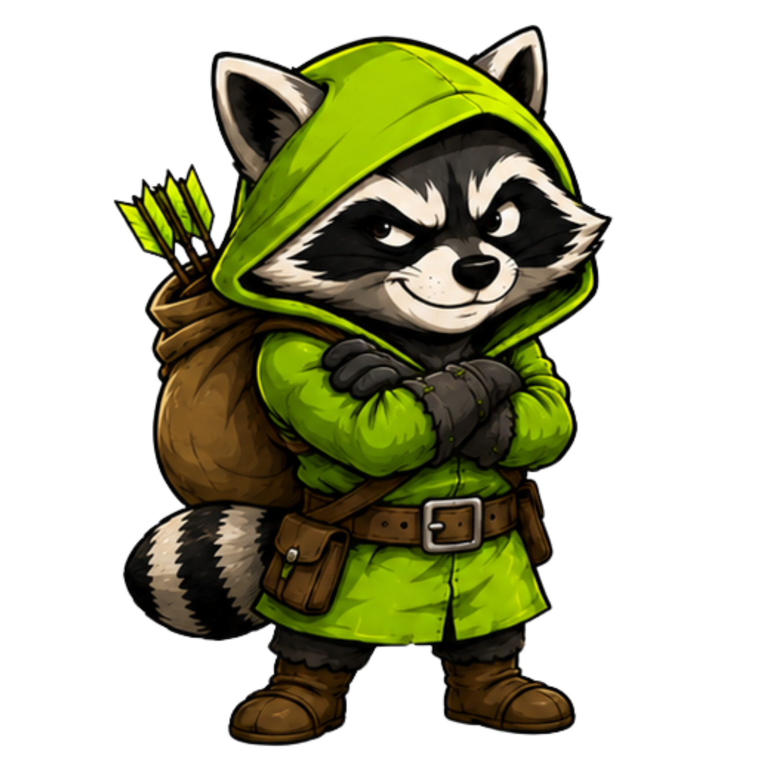Bandit raccoon mascot: stand guard.