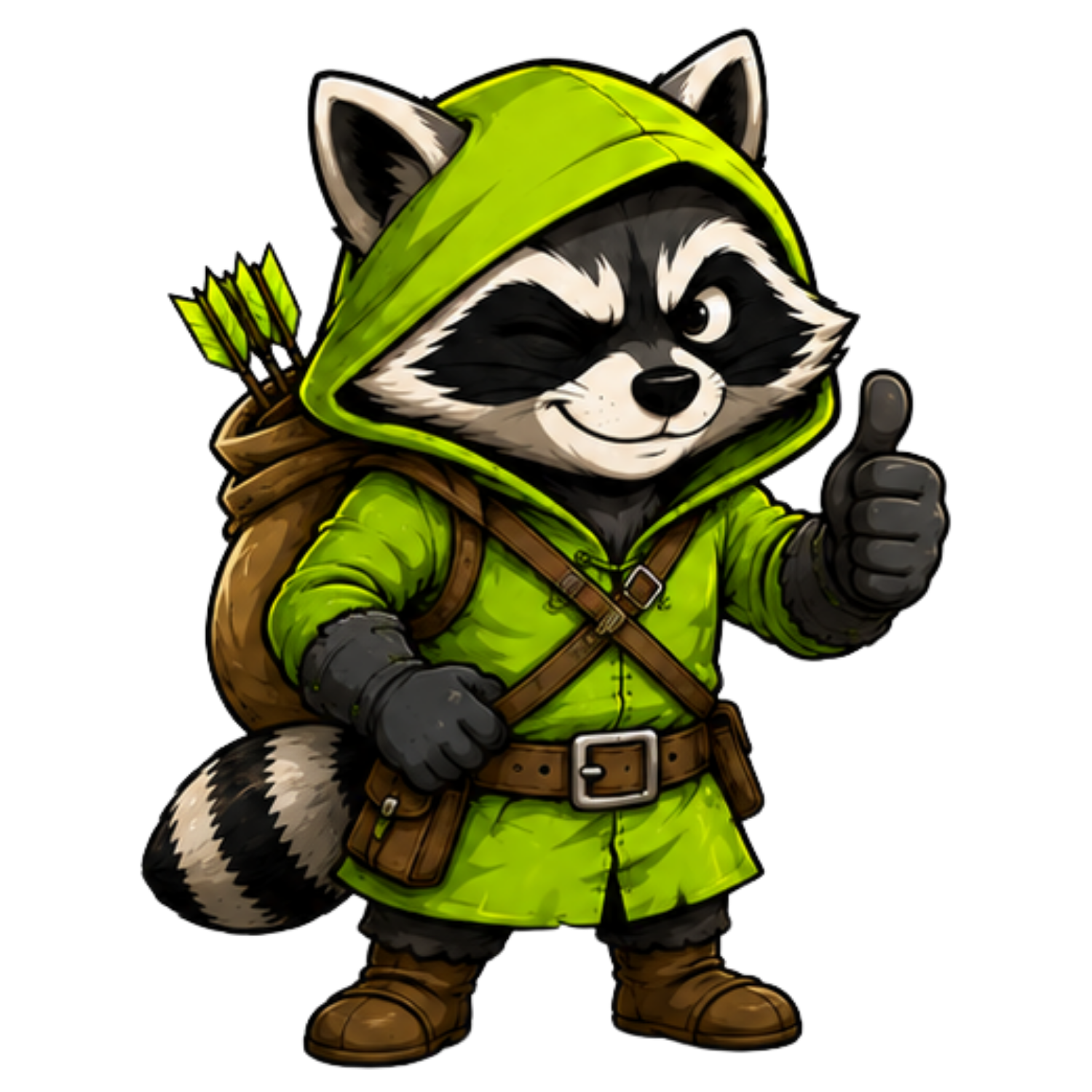 Bandit raccoon mascot: signal the bandits.